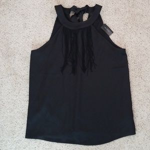 Fringe neck, tie back, halter top